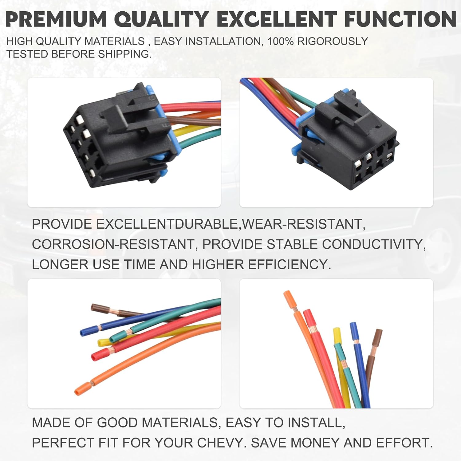 AC Heater Climate Fan Speed Control Connector Wire Harness for Silverado 1500 2500 3500, 96-99 Chevy Tahoe, 15306189, PT1346