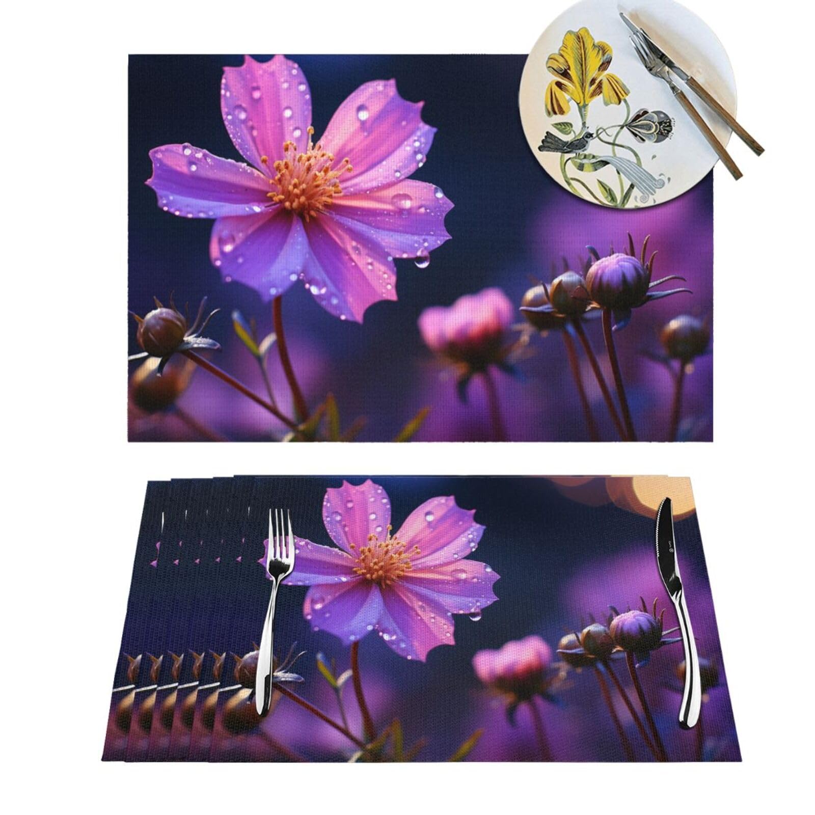 Set de table en vinyle PVC tissé violet x6 lavable