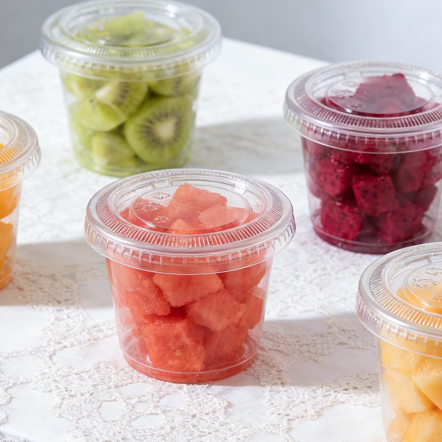 Lamosi 360 Set 5.5 oz Jello Shot Cups with Lids, Small Plastic Food Portion Condiment Cups with Lids, Food Safe Disposable Soufflé Storage Containers for Salad, Dressing, Sauce, Dipping, Snacks
