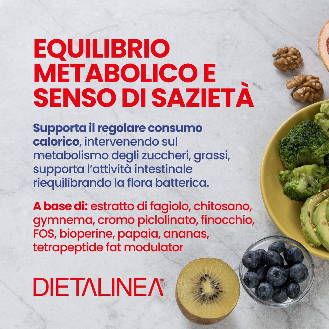 Dietalinea BKal - 45 Compresse | Con Cromo, Chitosano, Gymnema Sylvestre, Finocchio e FOS | Benessere Digestivo e Metabolismo | Senza Glutine e Lattosio