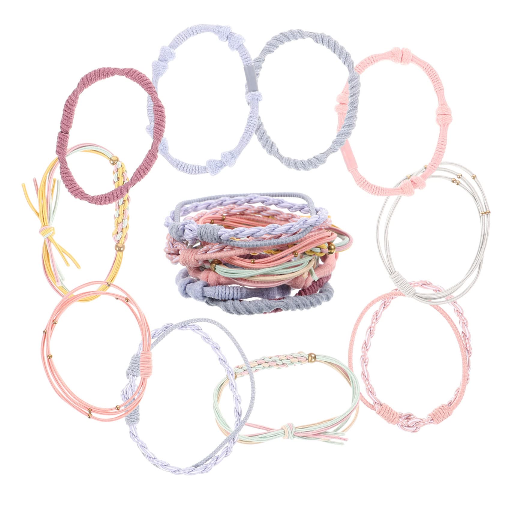 80 Piezas Conjunto De Diadema Lazos Para El Cabello Lazos Elásticos Para El Cabello Pulsera Joyería Para El Para Banda Para El Para El FRCOLOR