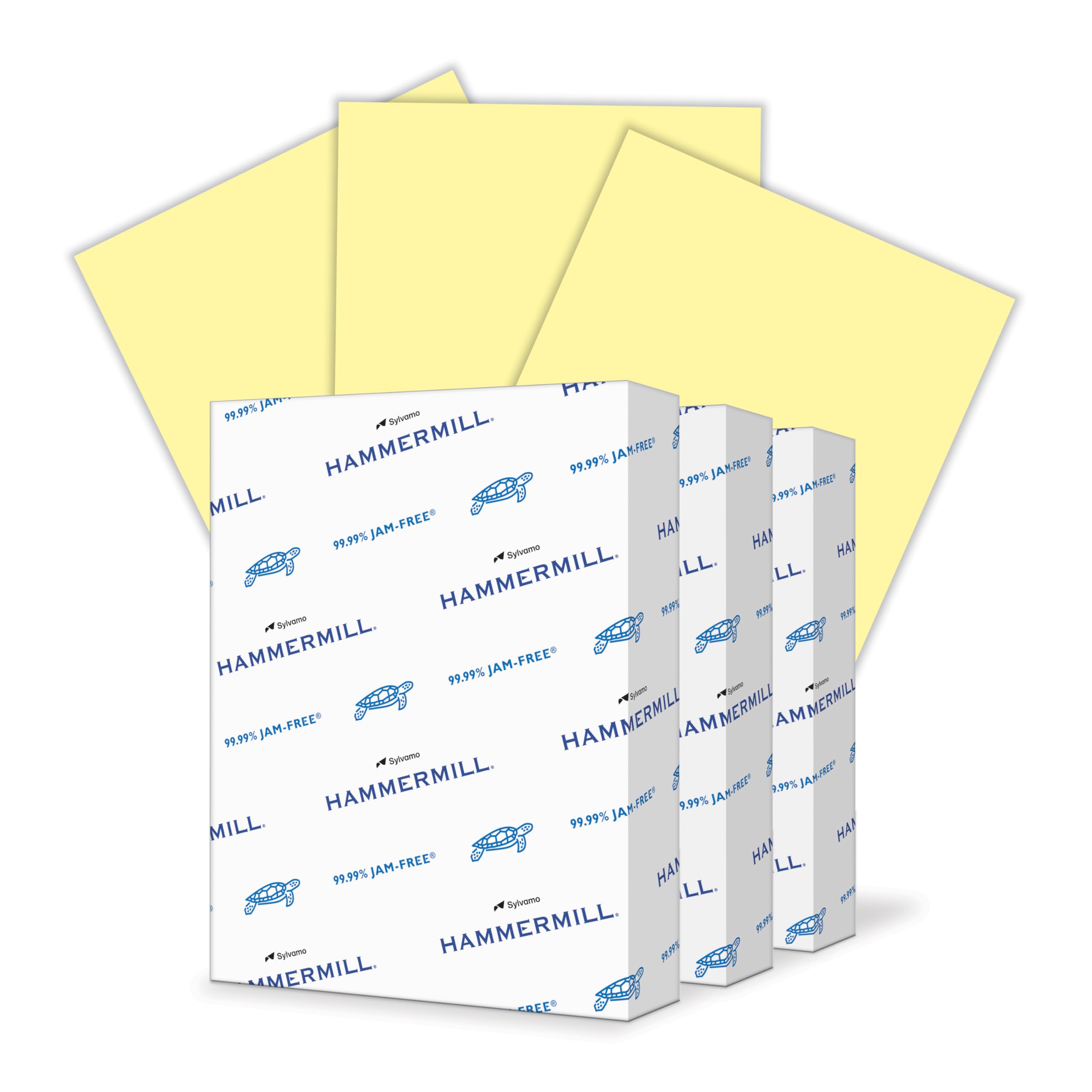 HammermillColored Paper, 20 lb Canary Printer Paper, 8.5 x 11-3 Ream (1,500 Sheets) - Made in the USA, Pastel Paper