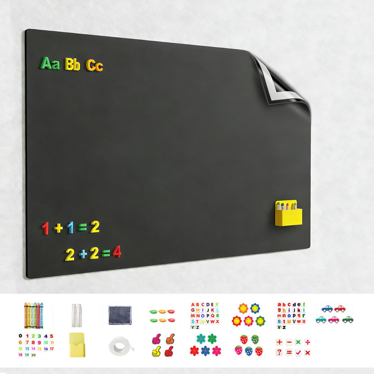 Pizarra Magnética 60 * 100 Cm, Adecuada Para Escuelas, Hogar, Oficina y Otras Superficies Lisas, Incluye Un Generoso Paquete De Regalo, Adhesivos De Pizarra Magnética Diy, Material Ecológico