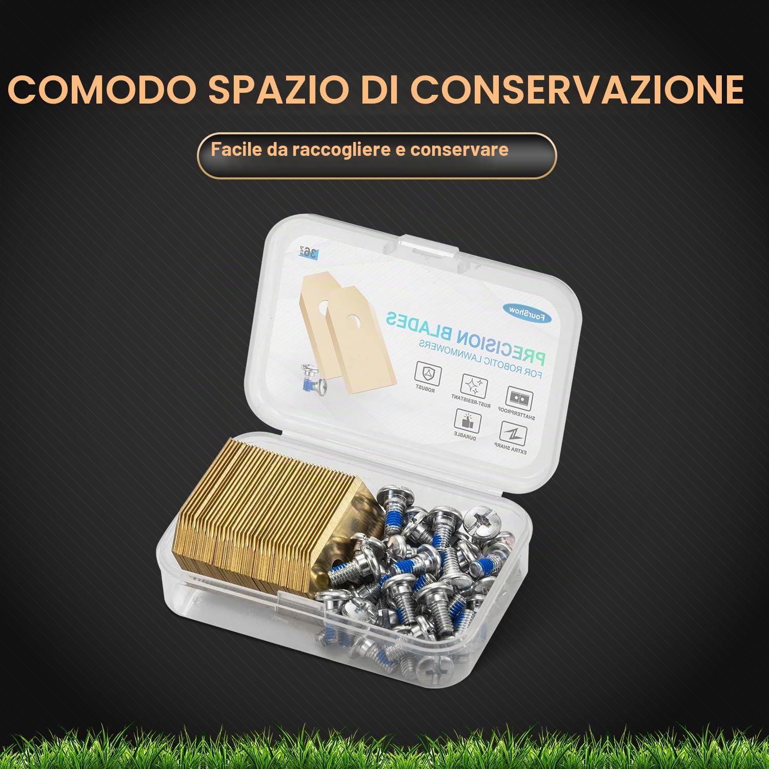 36 lame di ricambio compatibili con tutte le lame Navimow serie i105E, i110E, H1500E, H3000E-VF, X315E, X390E, viti con fissaggio filettato