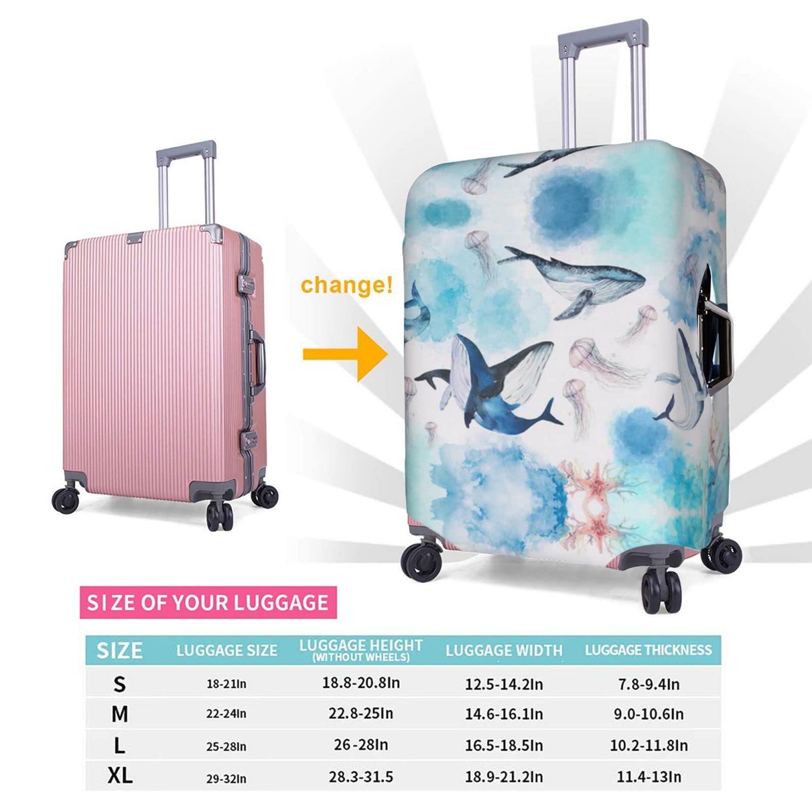 Copertura Per Valigia Con Stampa Mappa Del Mondo - Elastan Antigraffio | Taglia M, L, XL - Foto 3