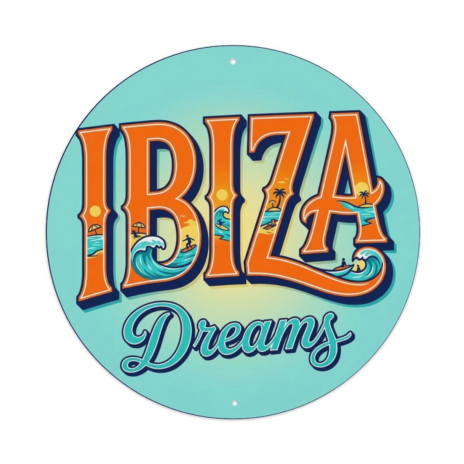 Vintage Travel Ibiza Spain Inhabitants Metal Tin Sign