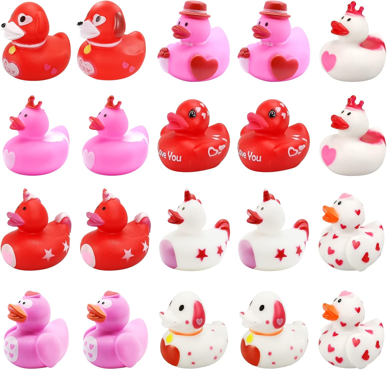 20 PCS Valentine’s Day Rubber Ducks Assortment,2 Inch Pink