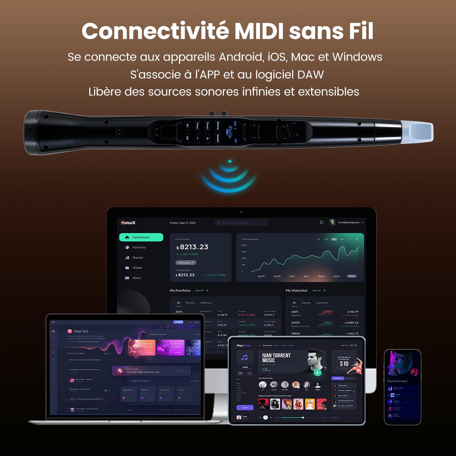 COSTWAY Saxophone Electronique MIDI avec 100 Tons & 2 Doigtés, Instruments à Vent Numériques avec 32 Sensibilités de Soufflage & 2 Becs, Haut-parleur 3W & Sac de Transport pour Débutants