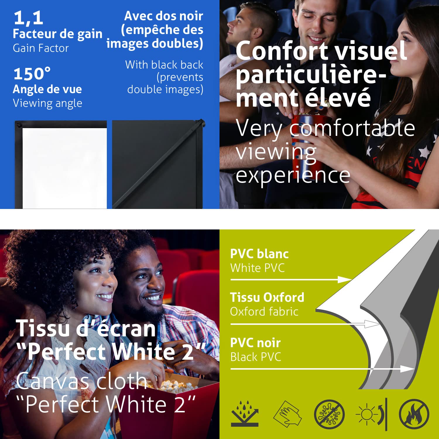 ESMART Expert X-Type Écran trépied 161 cm (155 x 87 cm 16:9) Tissu: Blanc