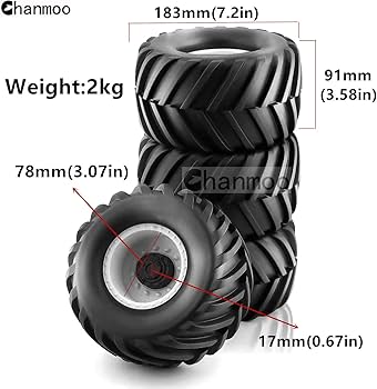 Amazon | Chanmoo 1/8 RC モンスタートラックタイヤと17mm 六角