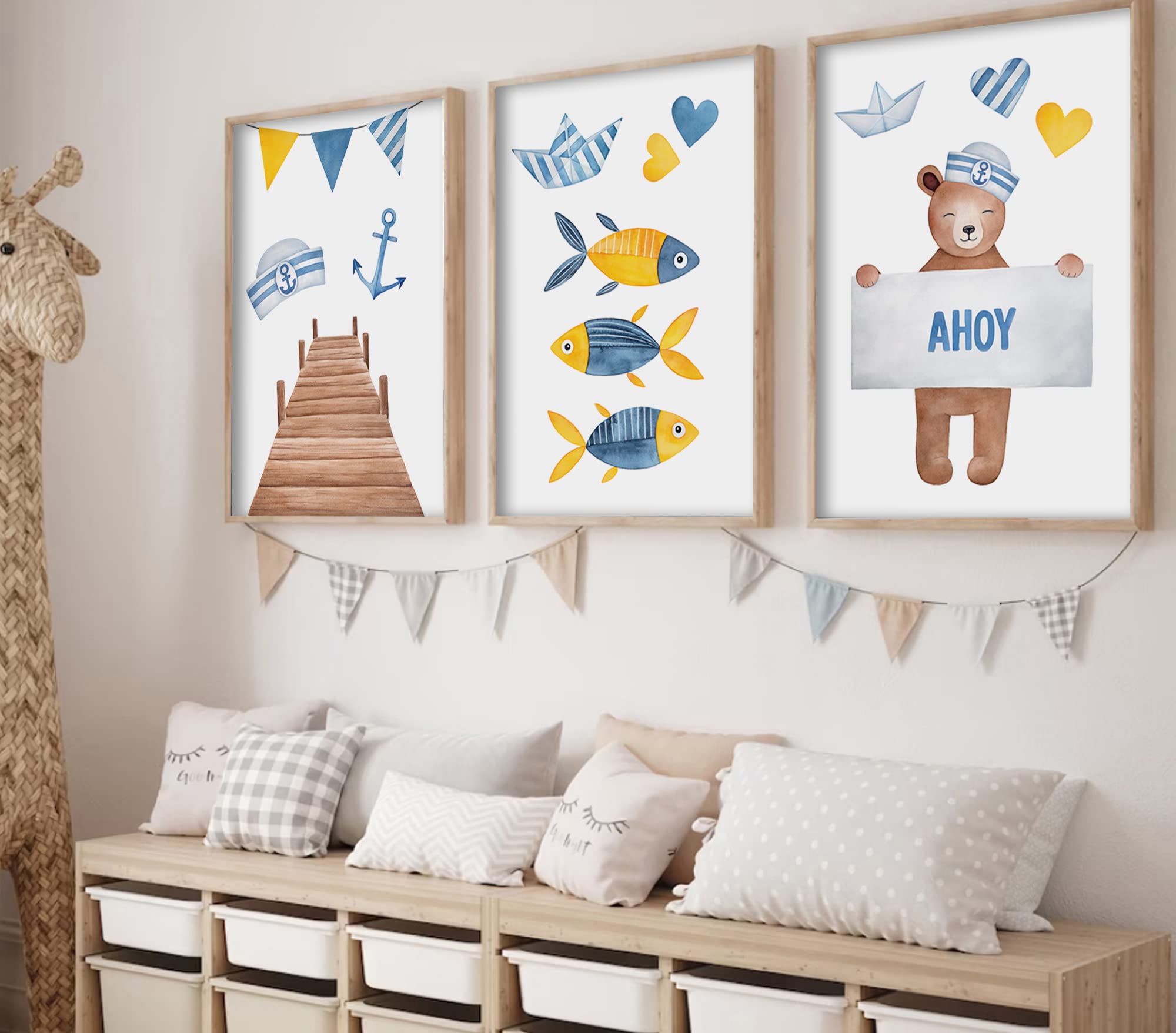 Poster Per Cameretta Bambini - Set 4 Poster Con Animali E Orsacchiotto - Foto 7