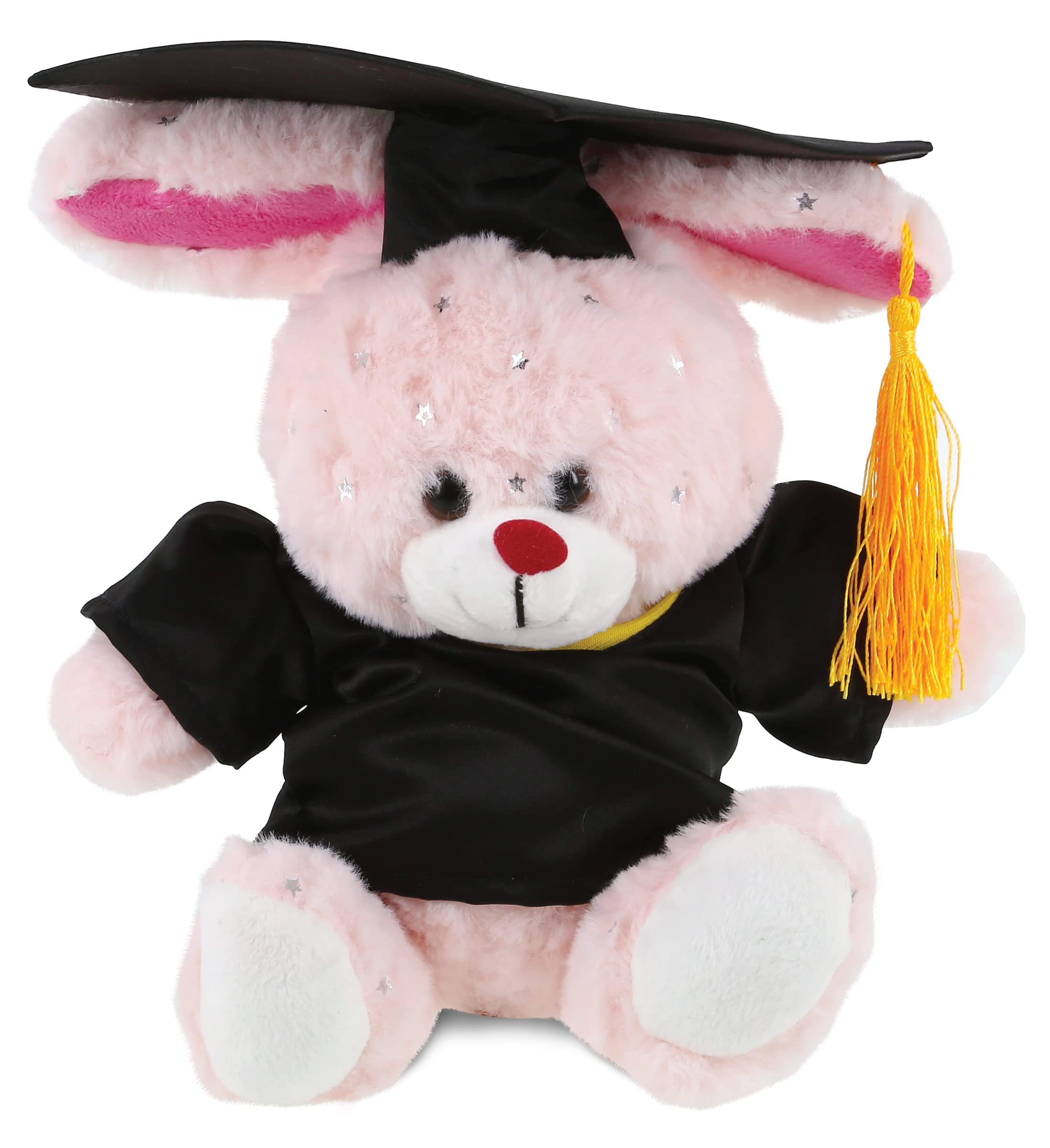 DolliBuRose Gold Bunny Graduation Plush Toy - Super Soft Graduation Stuffed Animal Dress Up with Gown and Cap with Tassel Outfit - Gift with Personalization - 8 Inches