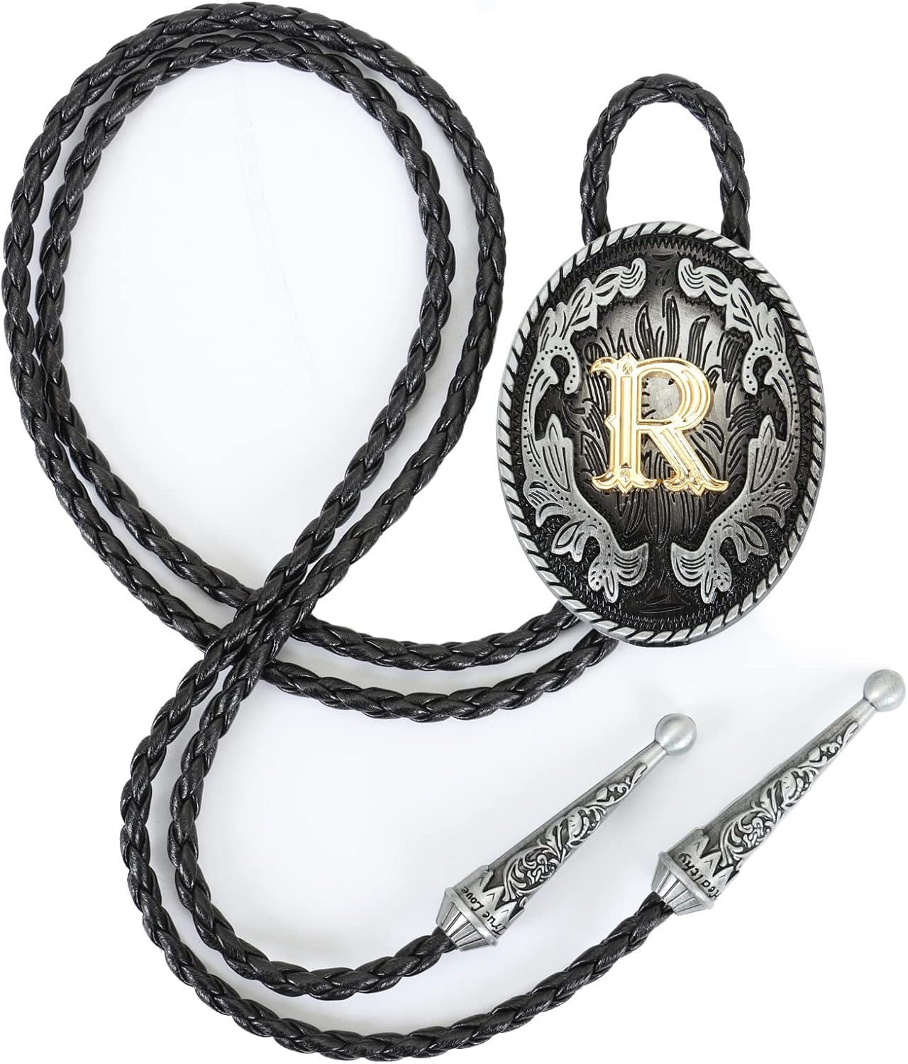 Bolo Tie for Men - Western Bolo Ties Alphabet Initial Letter ABCDJMR to Z - Western Cowboy Bolo Tie for Women Cowgirl