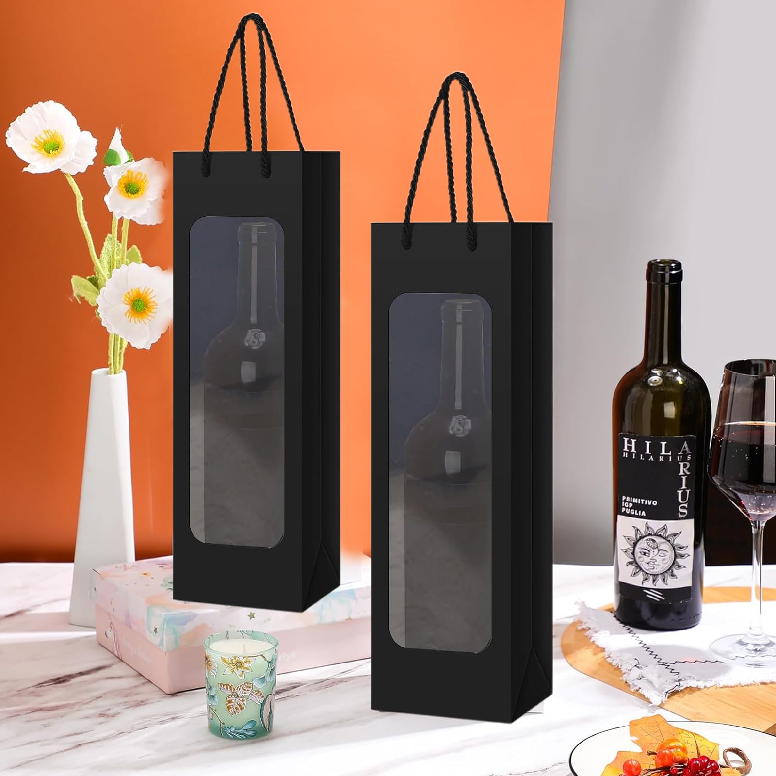 Geschenktüte Mit Fenster 24 Stück Transparente Geschenktüten Mit Griffen Wiederverwendbare Pvc Taschen Fuer Party Hochzeit Geburtstag Babyparty 17x23x7 Cm Transparente Tüten
