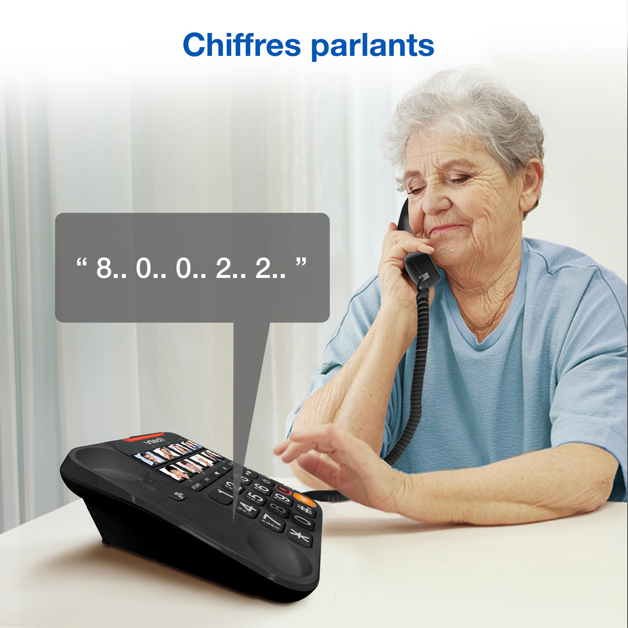 VTech CL6550 téléphone Filaire + téléphone DECT sans Fil,à Grosses Touches,bloqueur d'appels,combiné et Base avec Haut-Parleur,Gros Boutons et Grand écran,Touches de Composition avec Photo