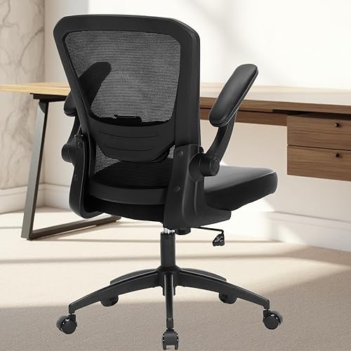 Miniatura 2 de Ergonomic Office Chair 400lbs PU Leather Mesh Desk Chair with Lumbar Support, Flip-Up Arms, Swivel Wheels, Adjustable Height, Rolling Executive