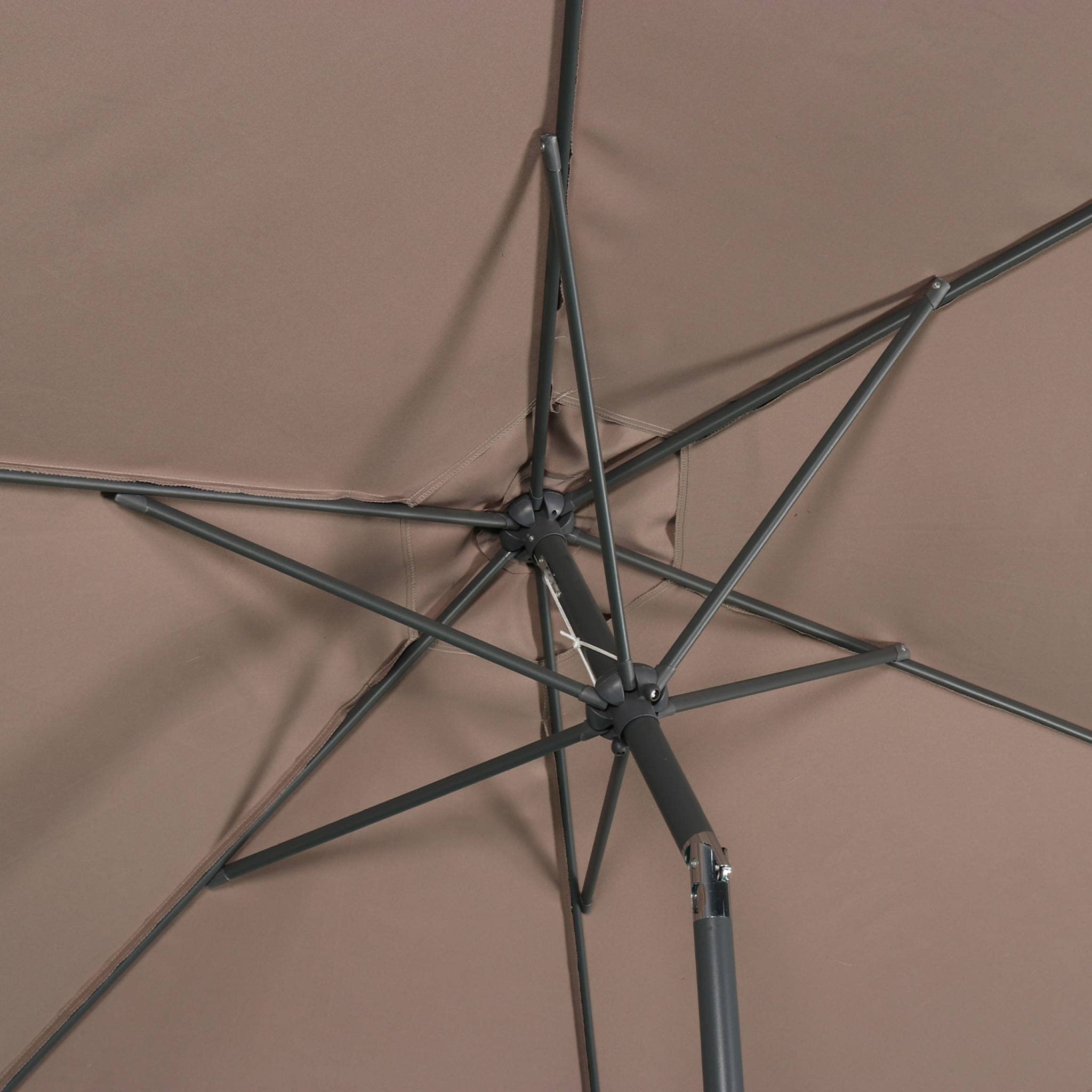 Alice's Garden - Parasol droit rond Ø300cm - Touquet Taupe - mât central en aluminium orientable et manivelle d'ouverture