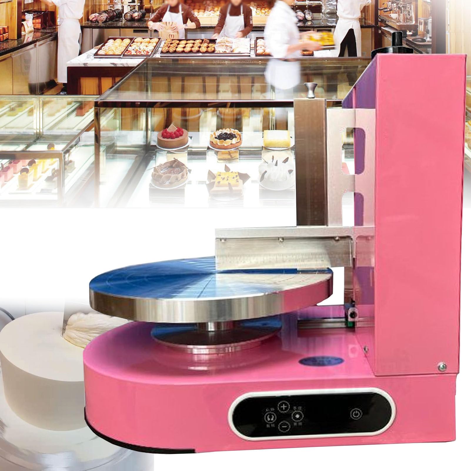 Raschietto lisciante per Rivestimento di Torte con Decorazione Automatica, Raschietto Automatico per Crema per Torte, spalmatore per Crema al Burro per Torte da 4-12 Pollici (Pink)