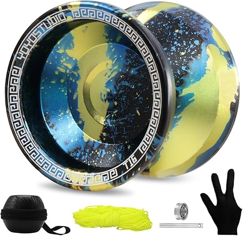 Miniatura 12 de YOYOSTUDIO Yoyo P1 Crystal Black & T16 Negro Verde Púrpura, Yoyos profesionales de doble propósito, paquete de 2, Yoyo sensible para niños de 8 a 12