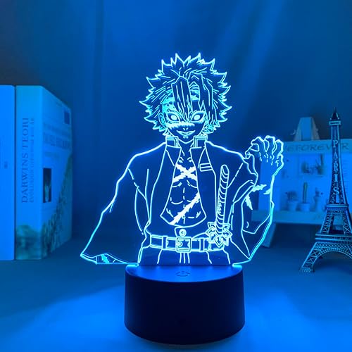Miniatura 2 de GBUSCH Luz LED Anime Demon Slayer Genya Shinazugawa para decoración de dormitorio infantil Iluminación regalo de cumpleaños manga 3D lámpara Kimetsu