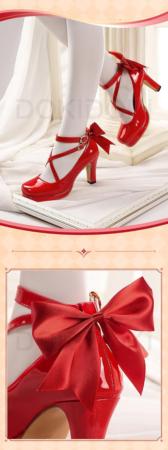 KIRA KIRA Anime Cosplay Shoes Doki-SR Red High Heels Cute Lolita Shoes for Halloween Cosplay