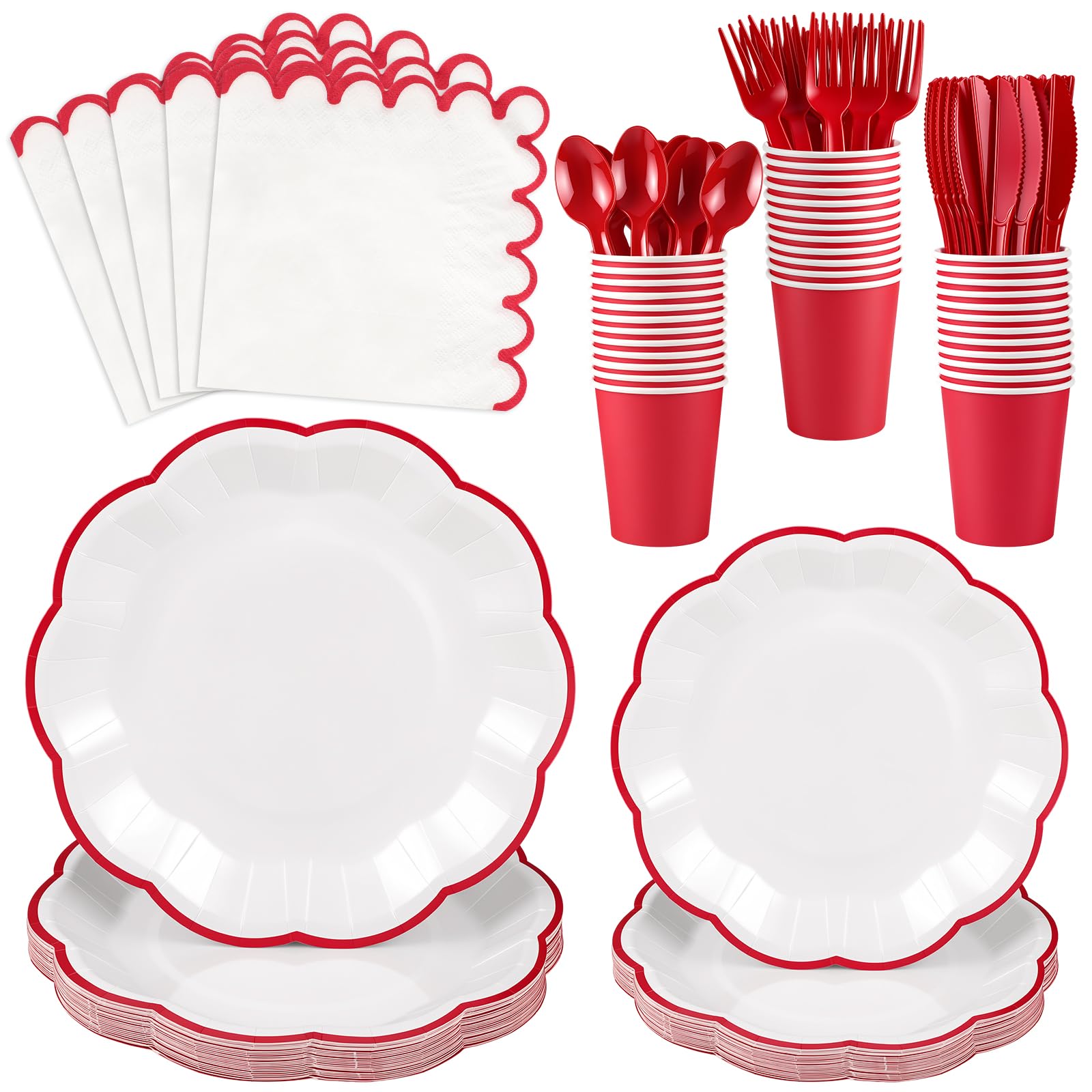 White Party Plates & Napkins - Serves 25 Guests -18