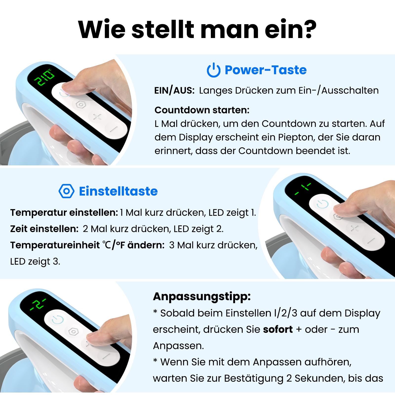 Calogy Mützen Heat Press Mini, Countdown Kappen Druckmaschine Max Temp 210℃ mit Runde Pressbasis Kappen Druckmaschine, Heißpresse für Caps, Lätzchen, Snapbacks, Beanies, Trucker-Mützen