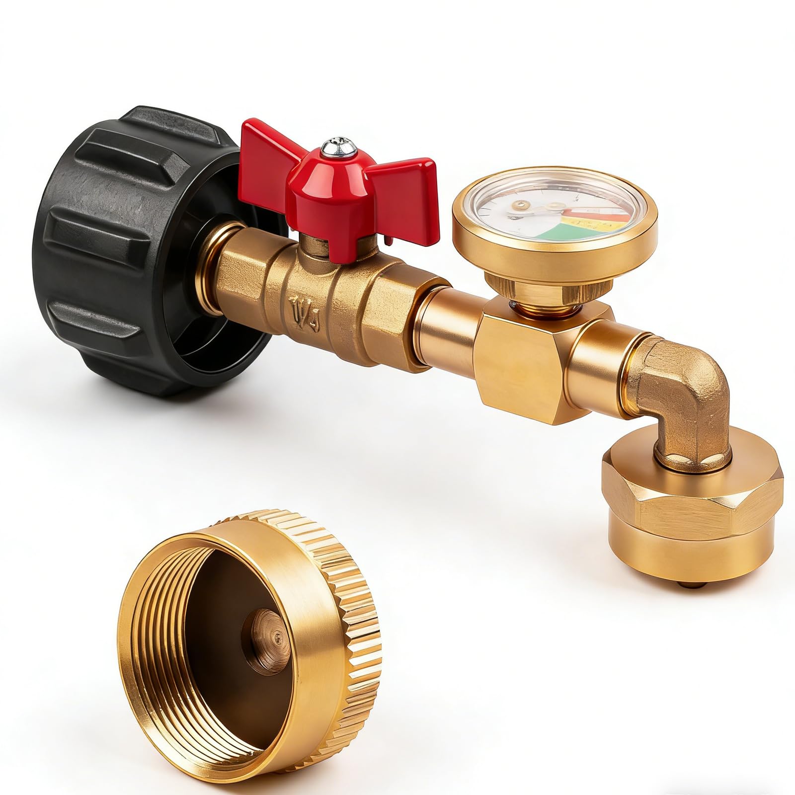 Siasky Upgraded Propane Refill Adapter 20lb to 1lb Converter, Design with Valve and Gauge, QCC1 Propane Refill Adapter 90-Degree Elbow, with ON/Off Control Fill 1 lb Tanks from 5-40 LB Propane Tank