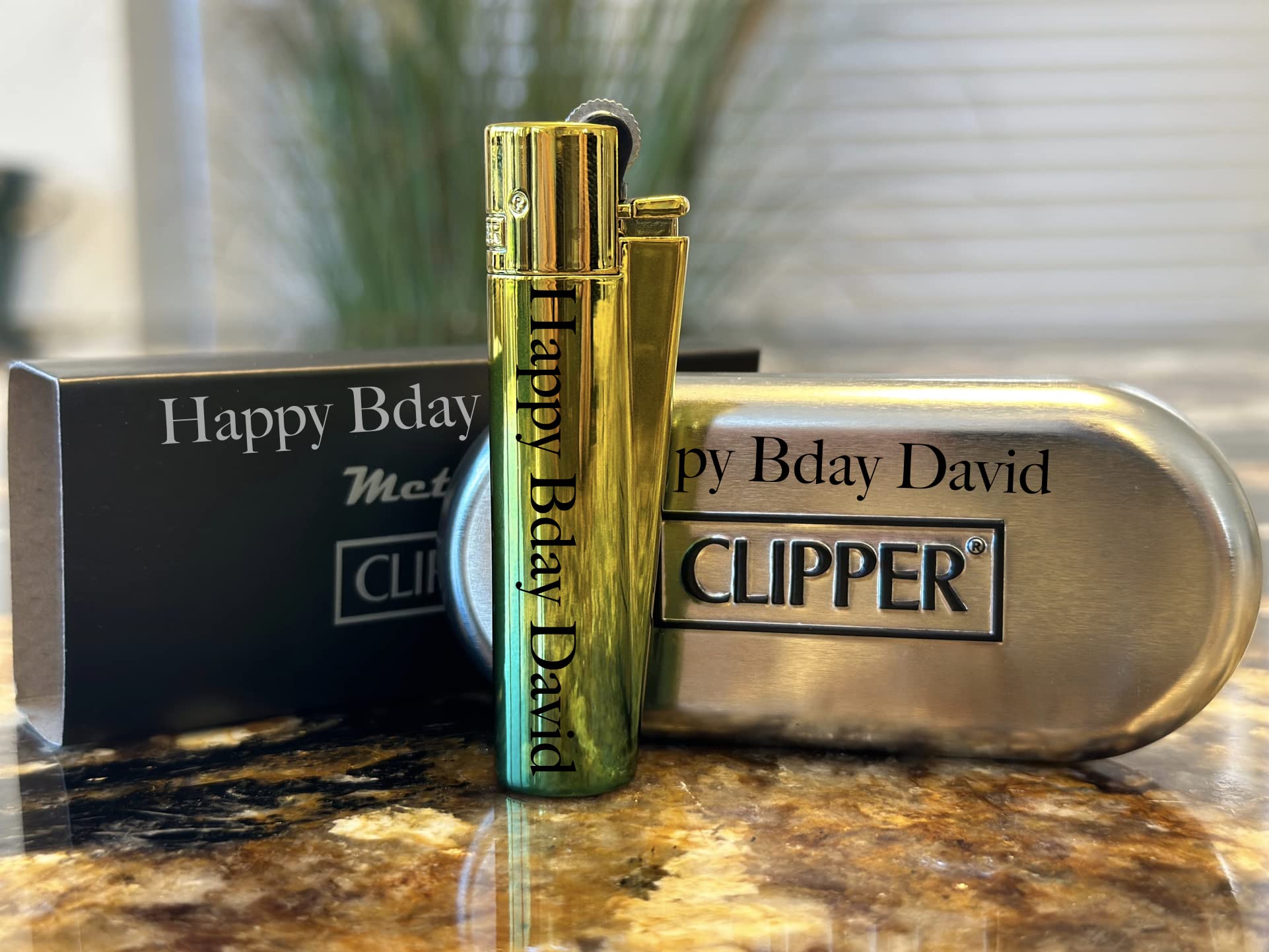 Limited Edition - Clipper Lighter ® Personalised Metal Lighter Deep Laser Engraved - Engraving Included for Birthdays, Anniversaries, Weddings and Valentines - Green Gradient