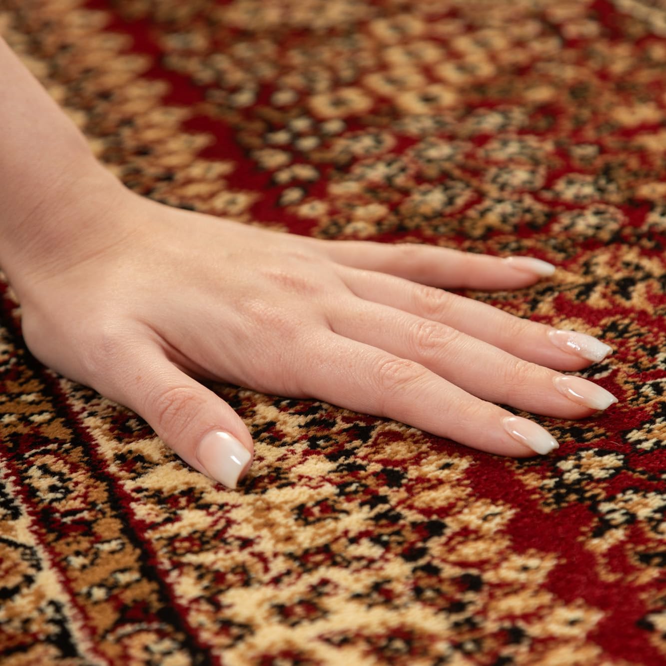 Carpettex Kurzflor Orientalischer Teppich - Klassisch Optik Webteppich Rot 120 x 170 cm - Vintage Wohnzimmerteppich Schlafzimmer Weich Waschbar Küchenteppich