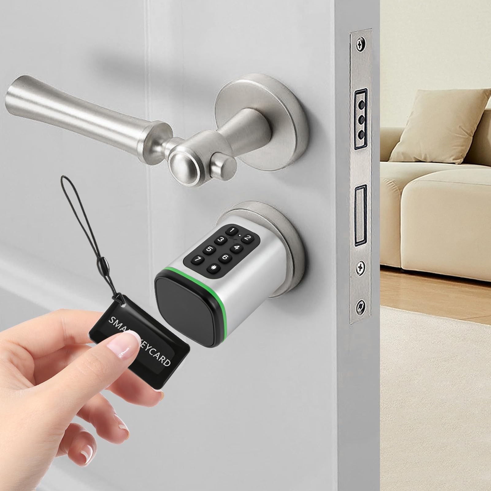 Serratura elettronica per porta, serratura intelligente con app, codice digitale, chiave e chiave, Smart Lock, lunghezza del cilindro regolabile, per porte da 35-45 mm