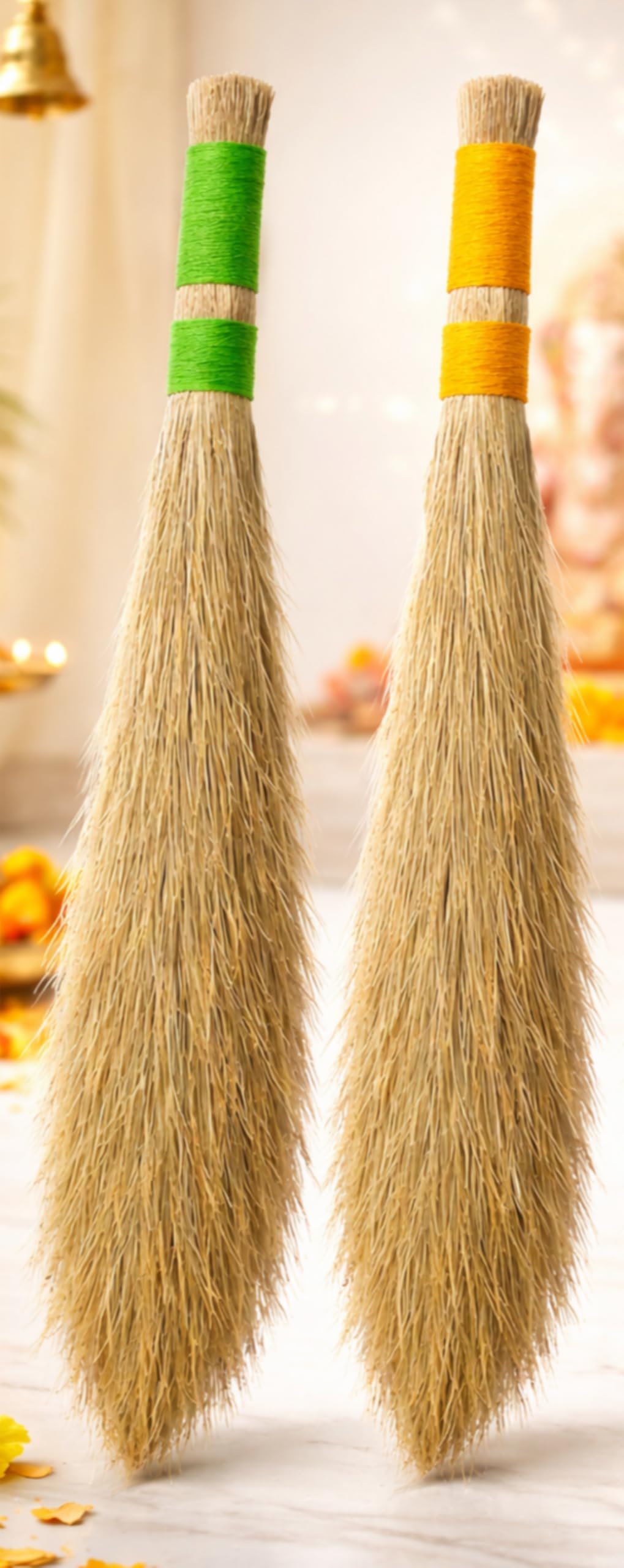 2 pic -Dust-Free Cleaning Natural Grass Broom Jhadu for Pooja Room & Floor, Handmade Eco-Friendly Phool Jhadu for Mandir & Home, Soft Dust Removal-image-48