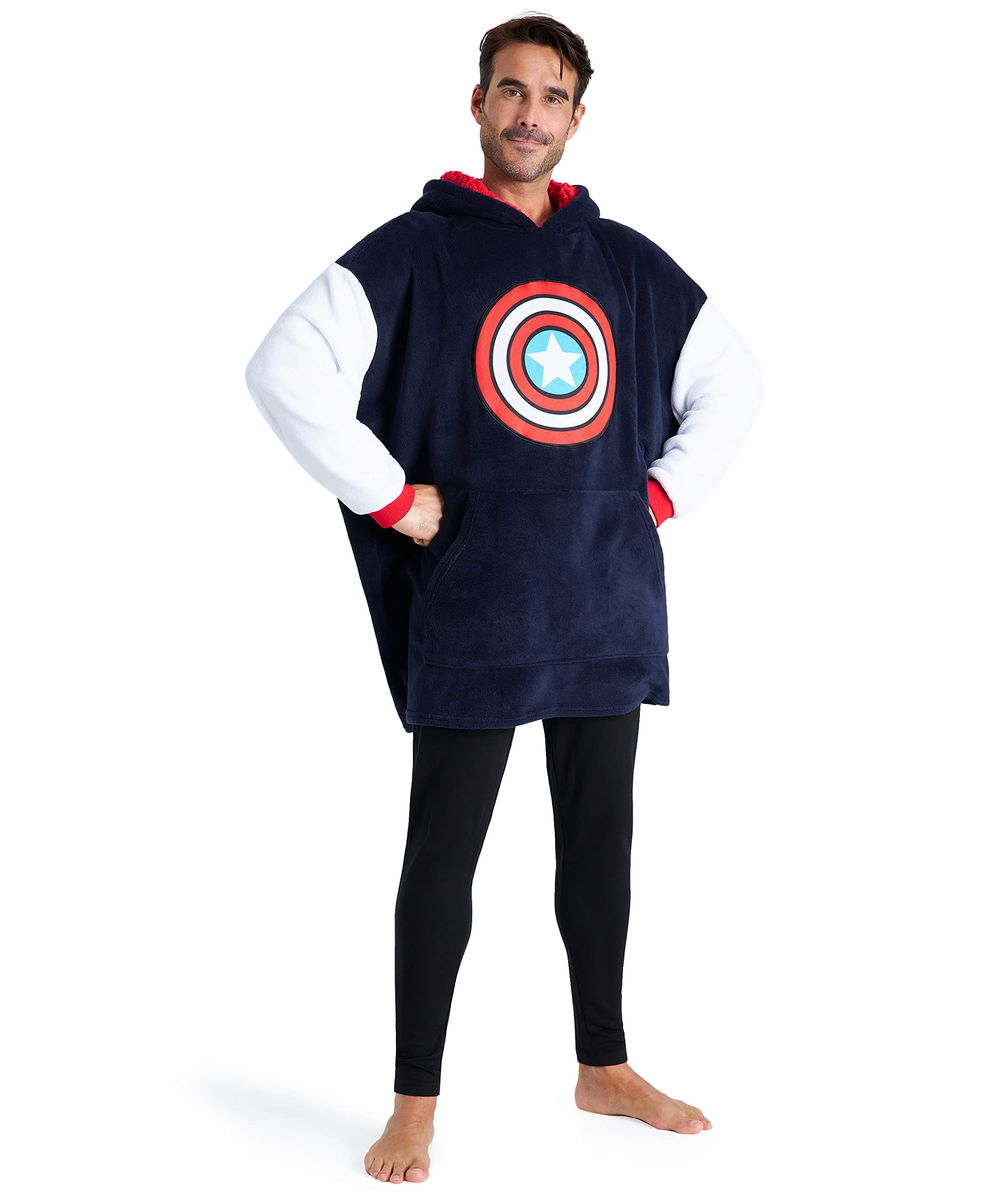 Marvel Felpa Uomo con Cappuccio Felpe Oversize Uomo in Pile Supereroi Avengers Captain America