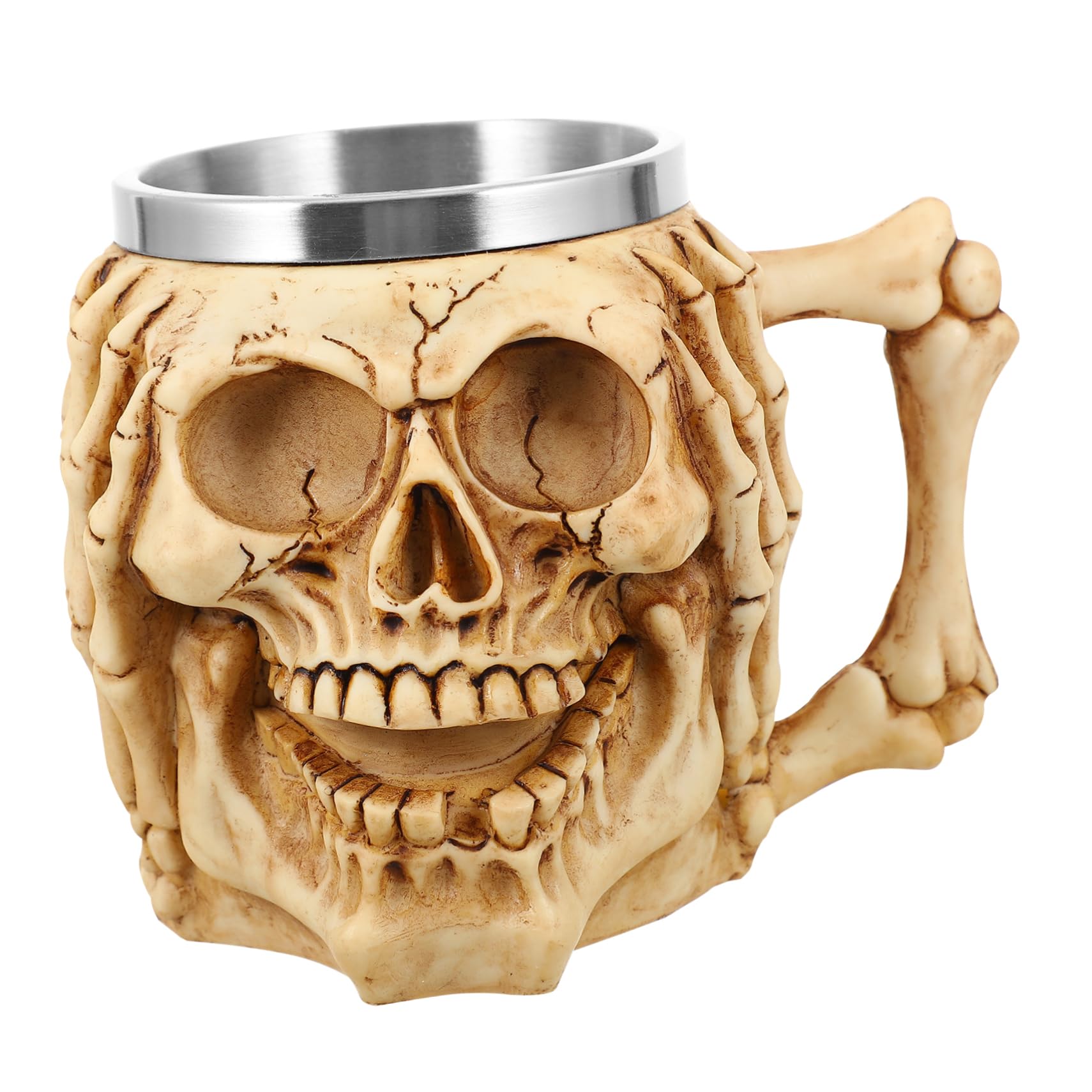 Taza de calavera de acero inoxidable para chocolate caliente en casa o aire libre