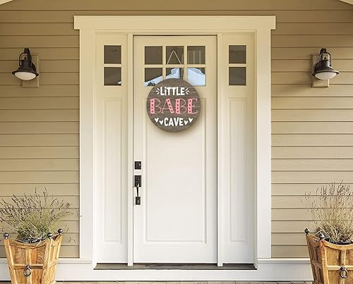 Miniatura 5 de Placa de letrero de cueva de Little Baby para decoración de pared, letrero redondo de madera para puerta, arte de pared para niños pequeños, madera