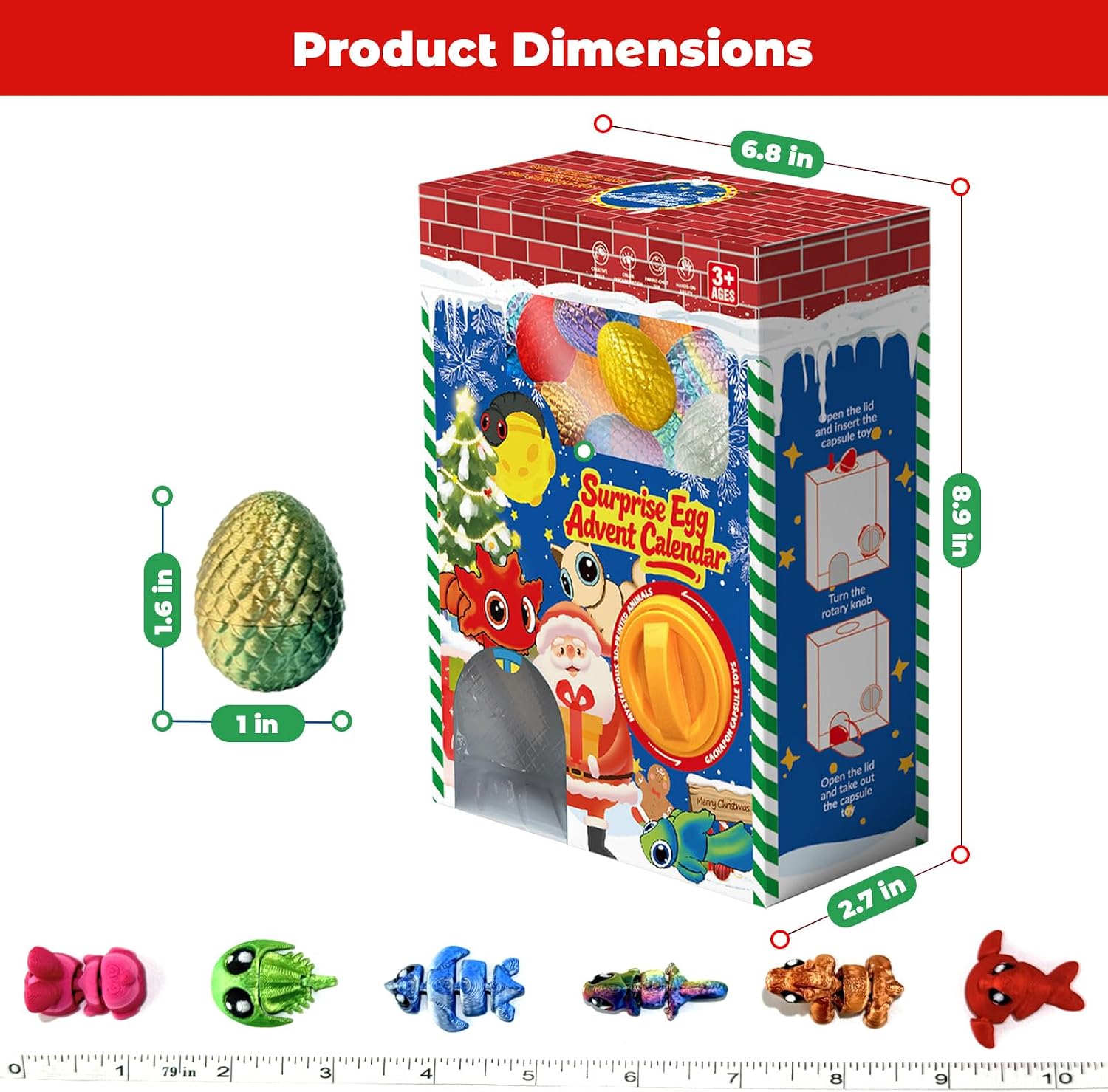 Vending Machine Advent Calendar 2026, 24 Eggs with 3D Printed Animals image 3