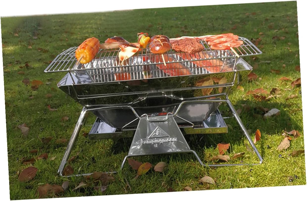 Zerodeko Portable Folding Stainless Steel Camping Grill Grate Heat-resistant Barbecue Rack for Outdoor Picnic Multifunctional Bbq Cooking of Meat Vegetables and Fish