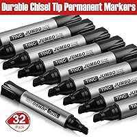 Vista 2 de Fuutreo 32 Pcs Jumbo Permanent Markers Bulk Large Chisel Tip Permanent Markers Waterproof Jumbo Pens Quick Drying Office Supplies(Black)