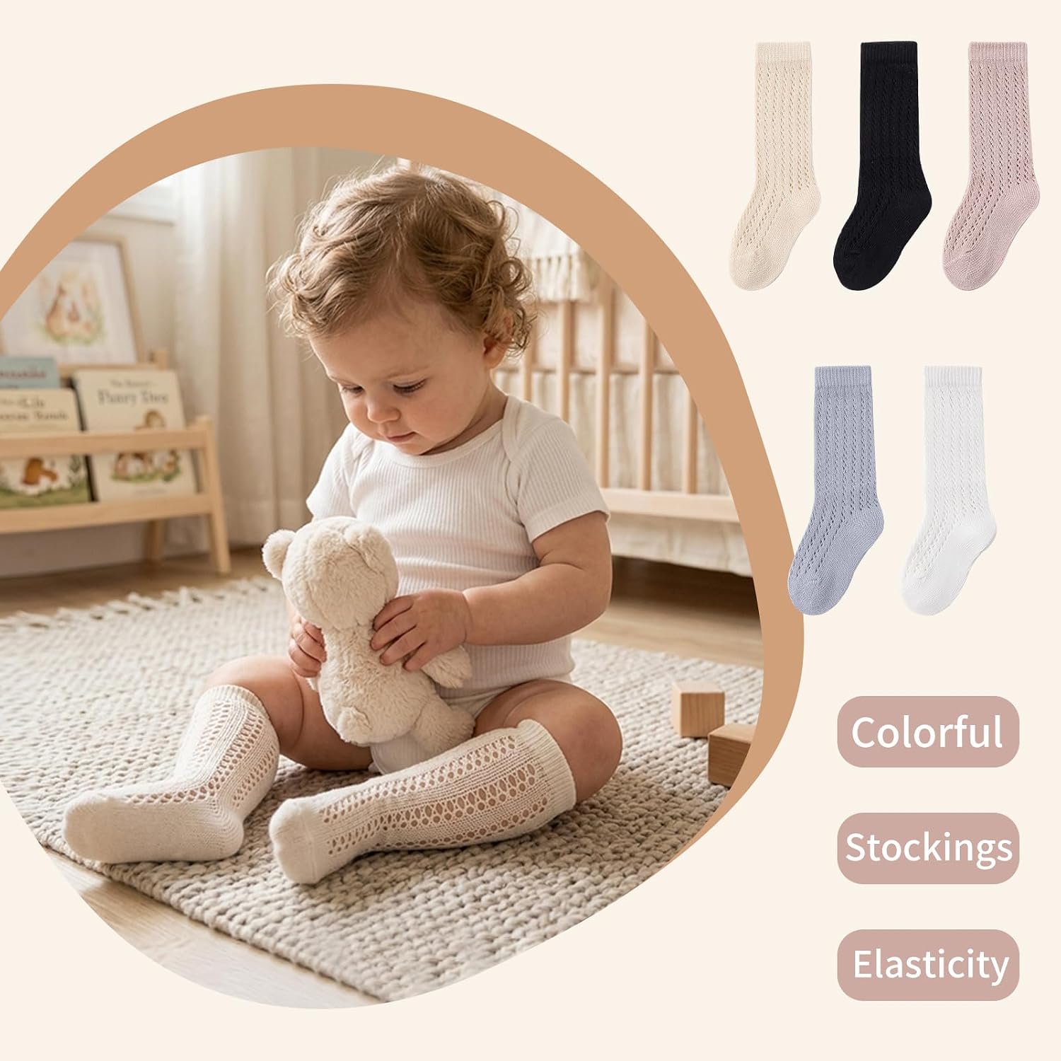 Baby Girls Knee High Socks Thin Mesh Princess for summer Baby Knee High Socks Girls for Newborn Infant Toddler Kids
