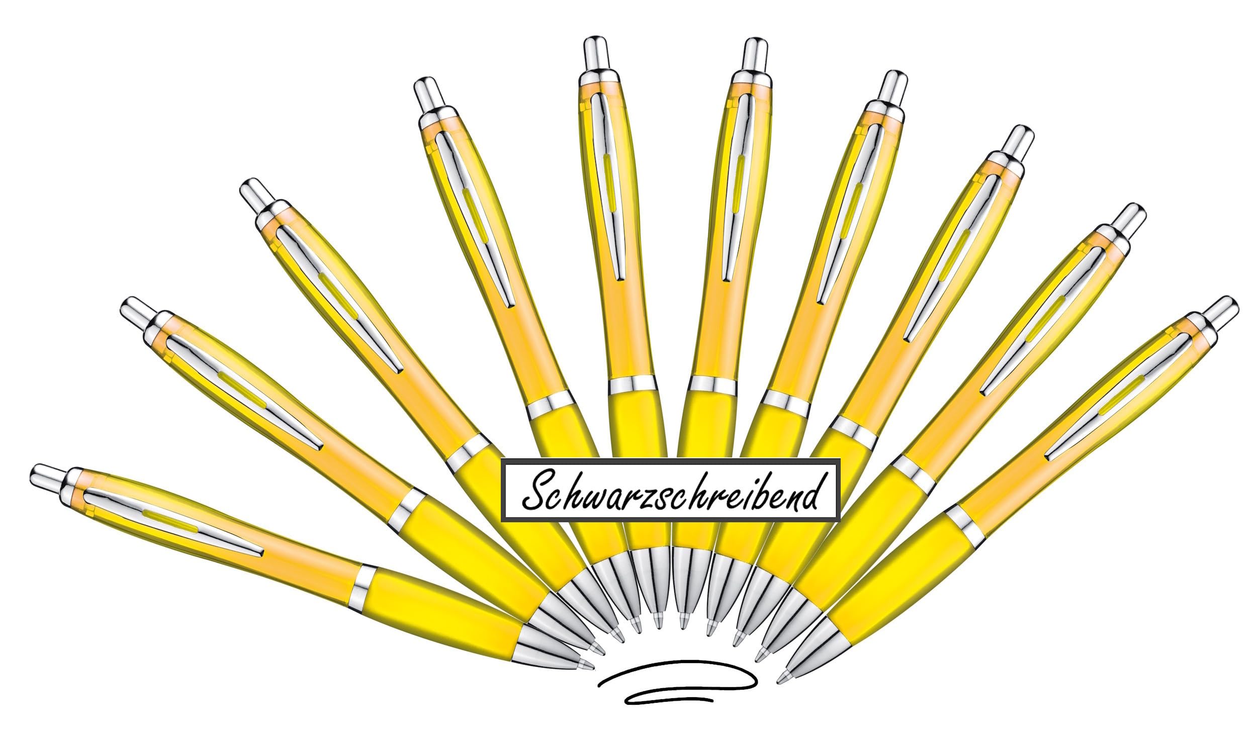Libetui 10 Ballpoint Pens Yellow with Black Refill - Ergonomic Ballpoint Pen, Non-Slip Grip Zone, Large Capacity Refill, Retractable Ballpoint Pen for Office, School & Everyday Use