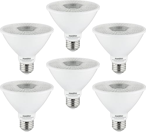 Sunlite 40981-SU - Bombilla LED PAR30 de cuello corto, 9 vatios, (equivalente a 75 W), 850 lúmenes, base de tornillo medio (E26), regulable,