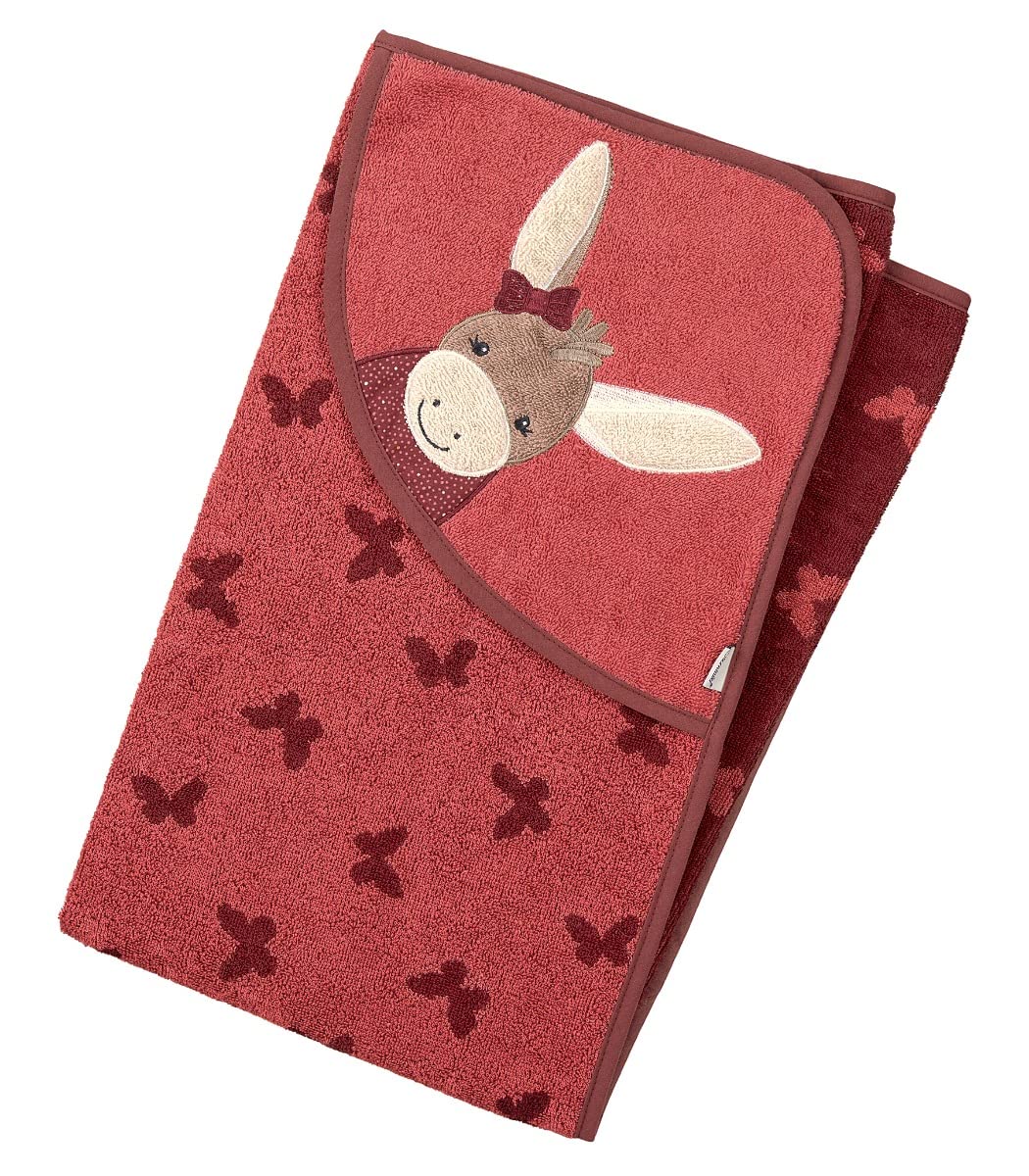 Sterntaler Kapuzenhandtuch Esel Emmily & Emmilius mit Namen Bestickt für Baby & Kinder, Frottee Badetuch Badehandtuch/Kinder-Badetuch mit Kapuze personalisiert, Mädchen 100x100