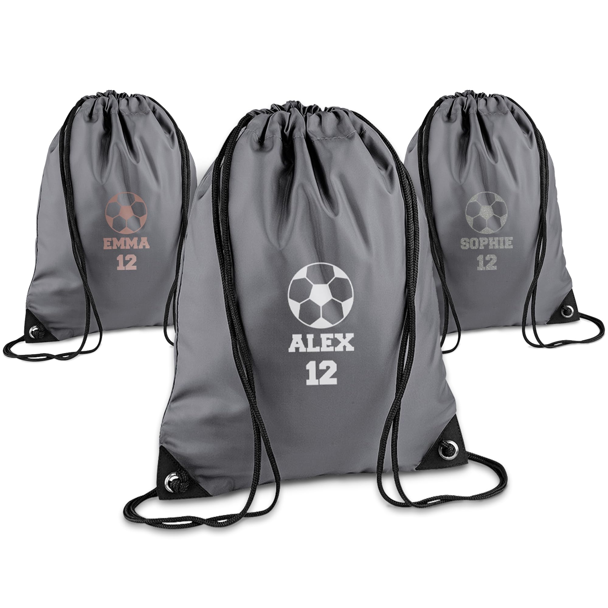 Print Maniacs Personalised Drawstring Bag for Kids Back to School PE Bag, Swim Bag with Name Ideal for Boys, Girls, Toddlers,and Primary School Students Perfect School Bag Graphite Grey