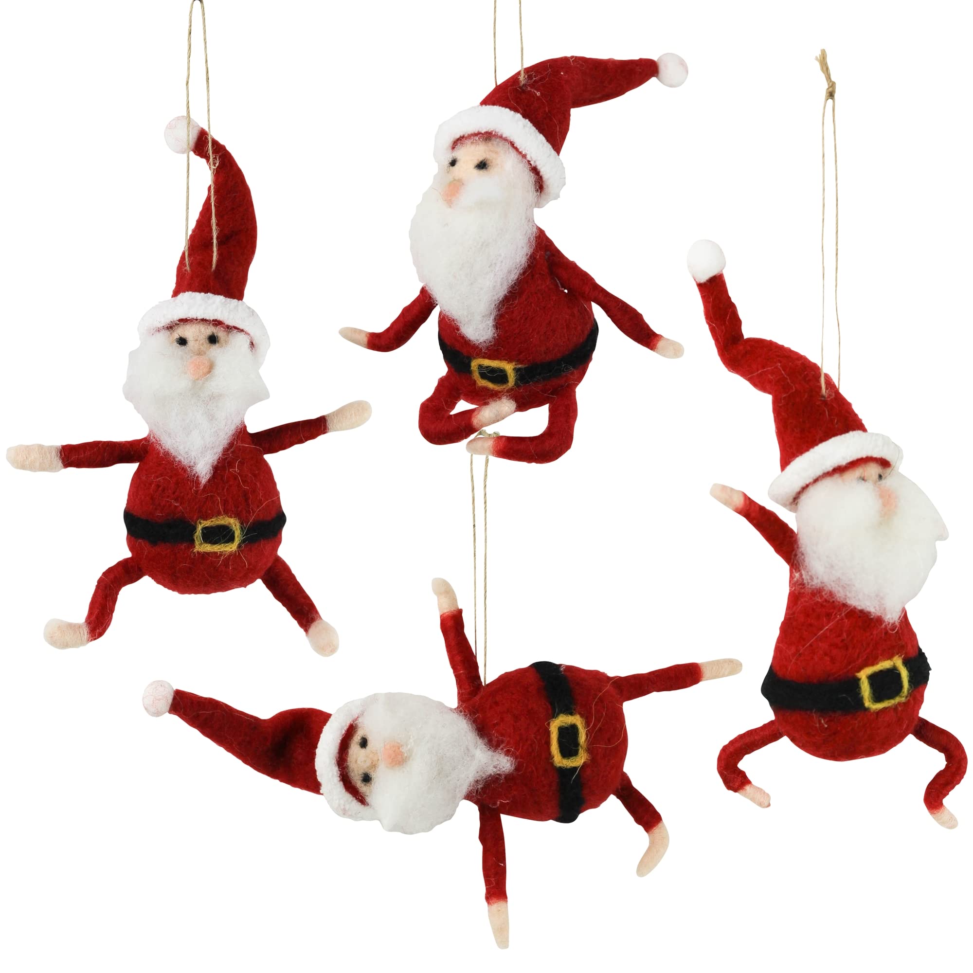 Amazon.com: HomArt Yoga Santa Christmas Ornament, Set of 4, Felt