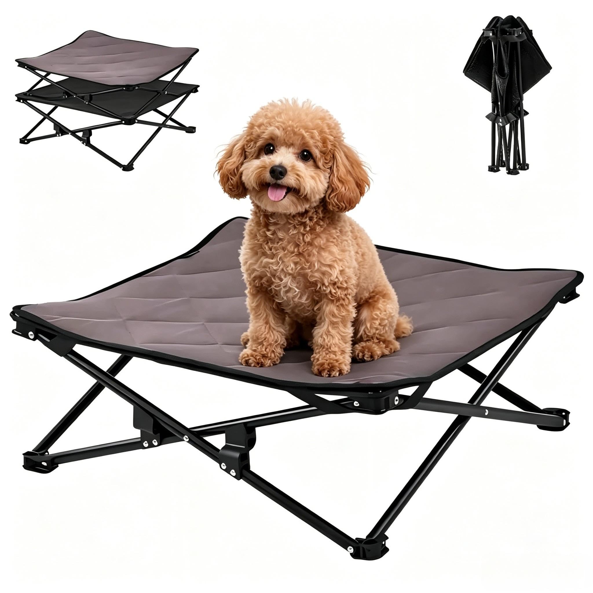 KingCamp Letto Rialzato per Cani con Tappetino Scamosciato Rimovibile, Brandina per Cani Rialzata Pieghevole in Rete Traspirante, Lettino Rialzato Rinfrescante per Gatto, da Giardino Campeggio, S