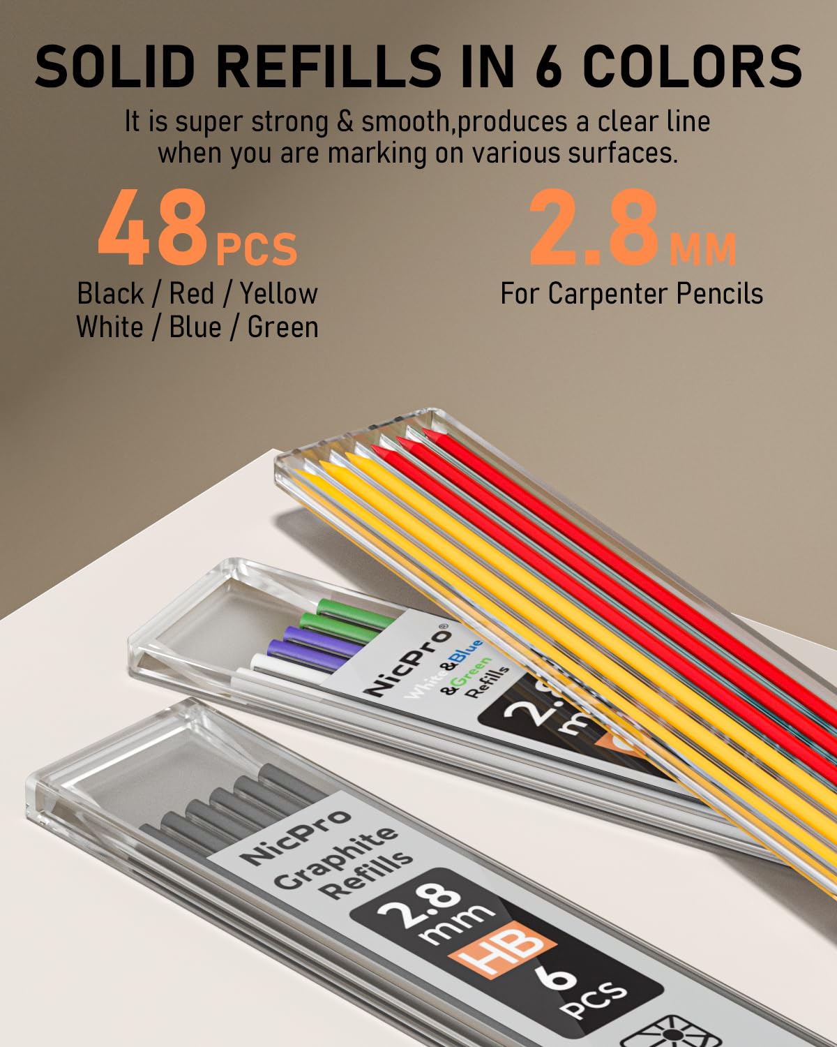 Nicpro 6 Pack Upgraded 3-IN-1 Carpenter Pencil Set including Finger Grip - Image 4