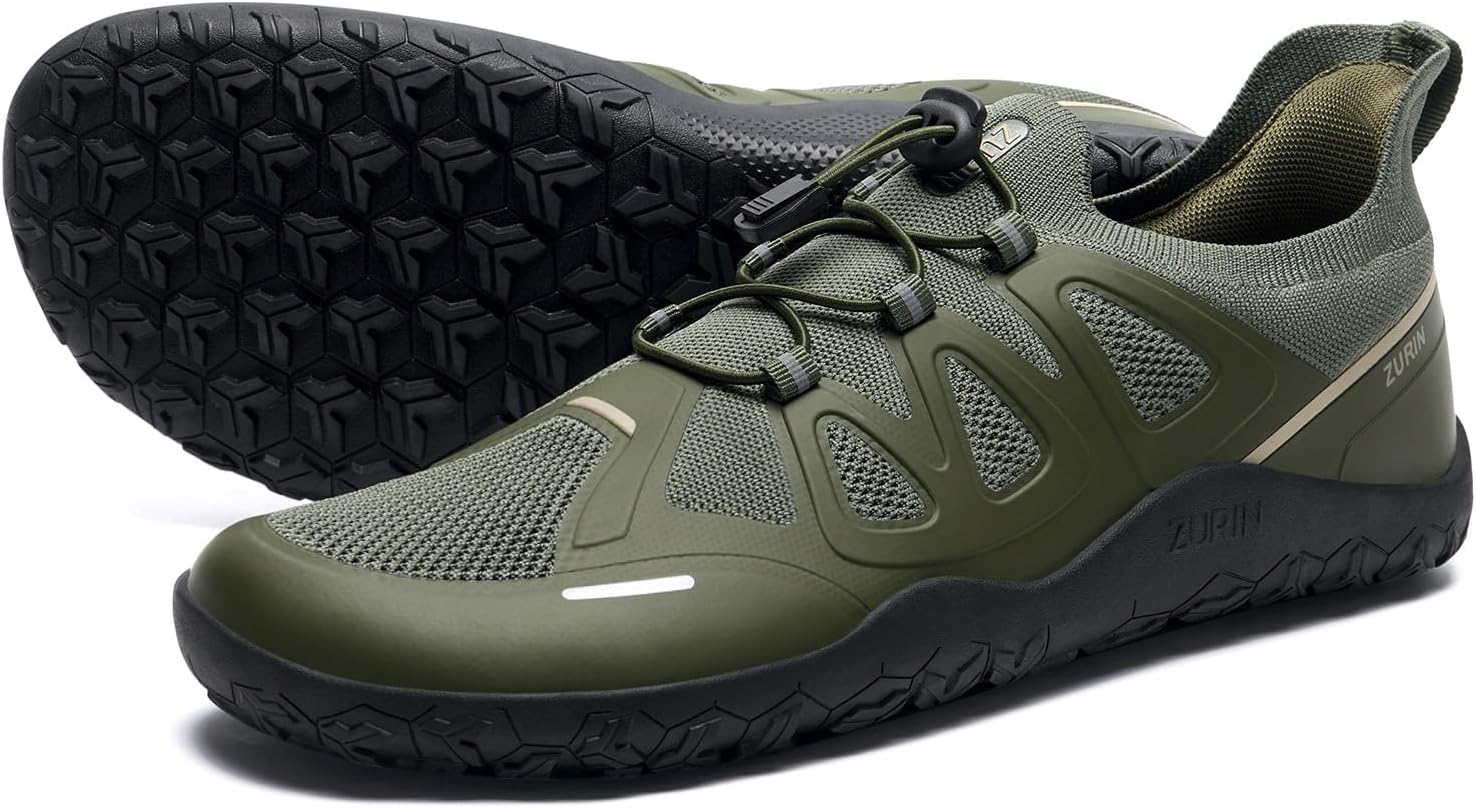 ZURIN Men's Wide Toe Box Barefoot Shoes - Zero Drop Slip-On Cross Trainers for Gym, Weightlifting, Running, Hiking