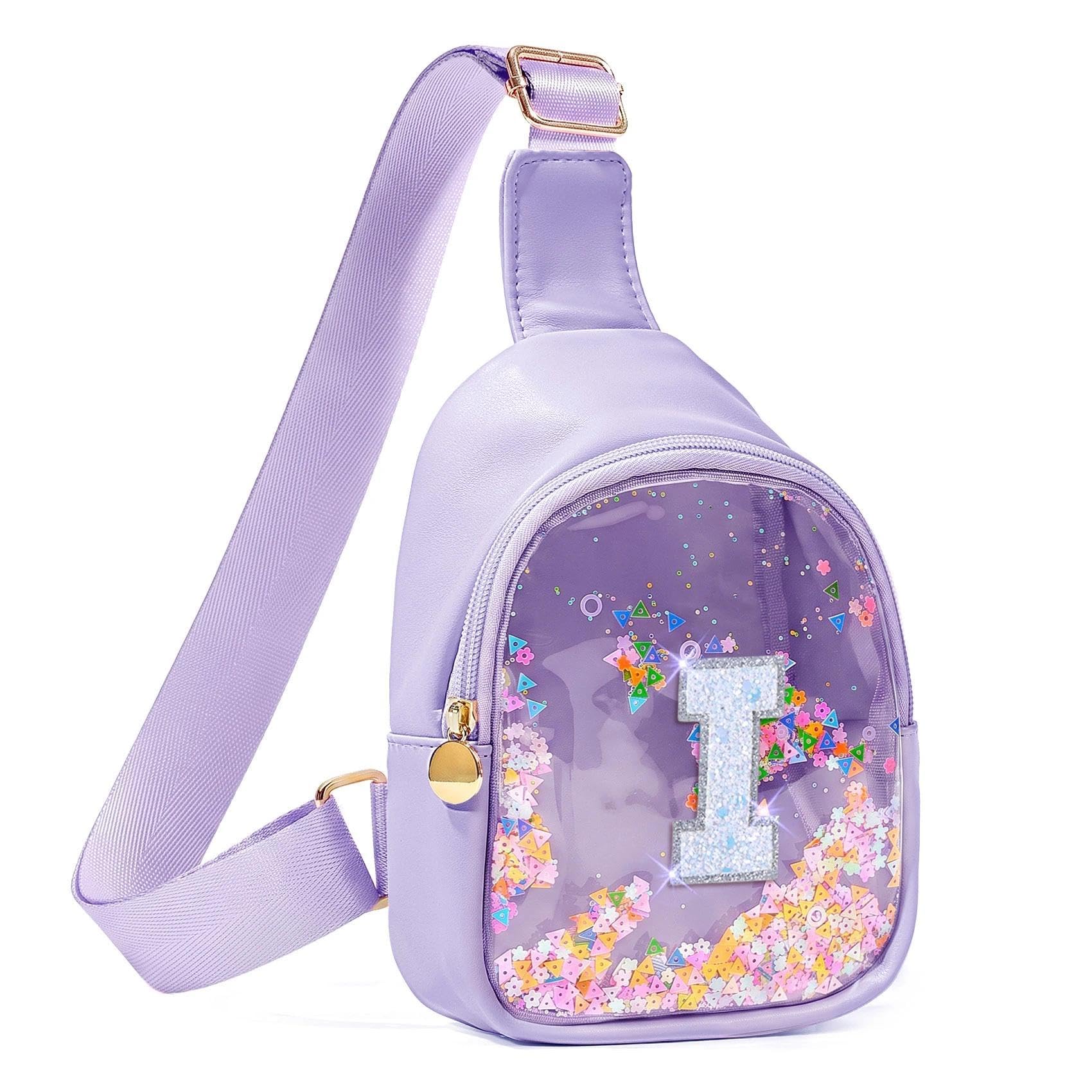 COSHAYSOO Purple Toddler Little Girls Purse 2 3 4 5 6 7 Year Old Kids Sling Bag Initial Crossbody Pouch, Stylish Trending Cute Birthday Christmas Presents Halloween Thanksgiving Gift Ideas Letter I