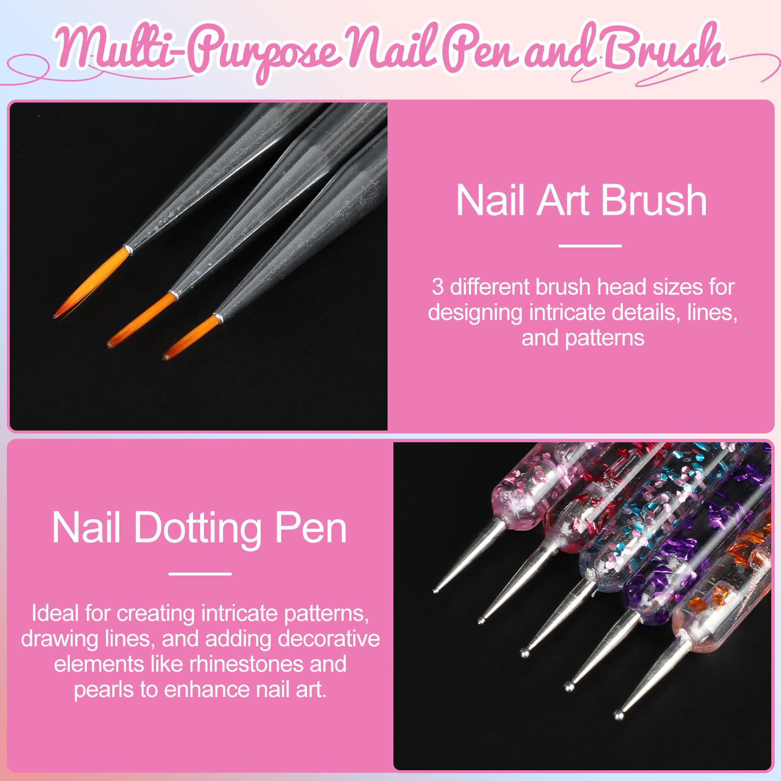 18 Pezzi Nail Art Stamper, Timbri per Unghie con 5 Penne per Dotting 3 Pennelli per Unghie 3 Adesivi Guida, Nail Art, French Unghie per Manicure Fai Da Te
