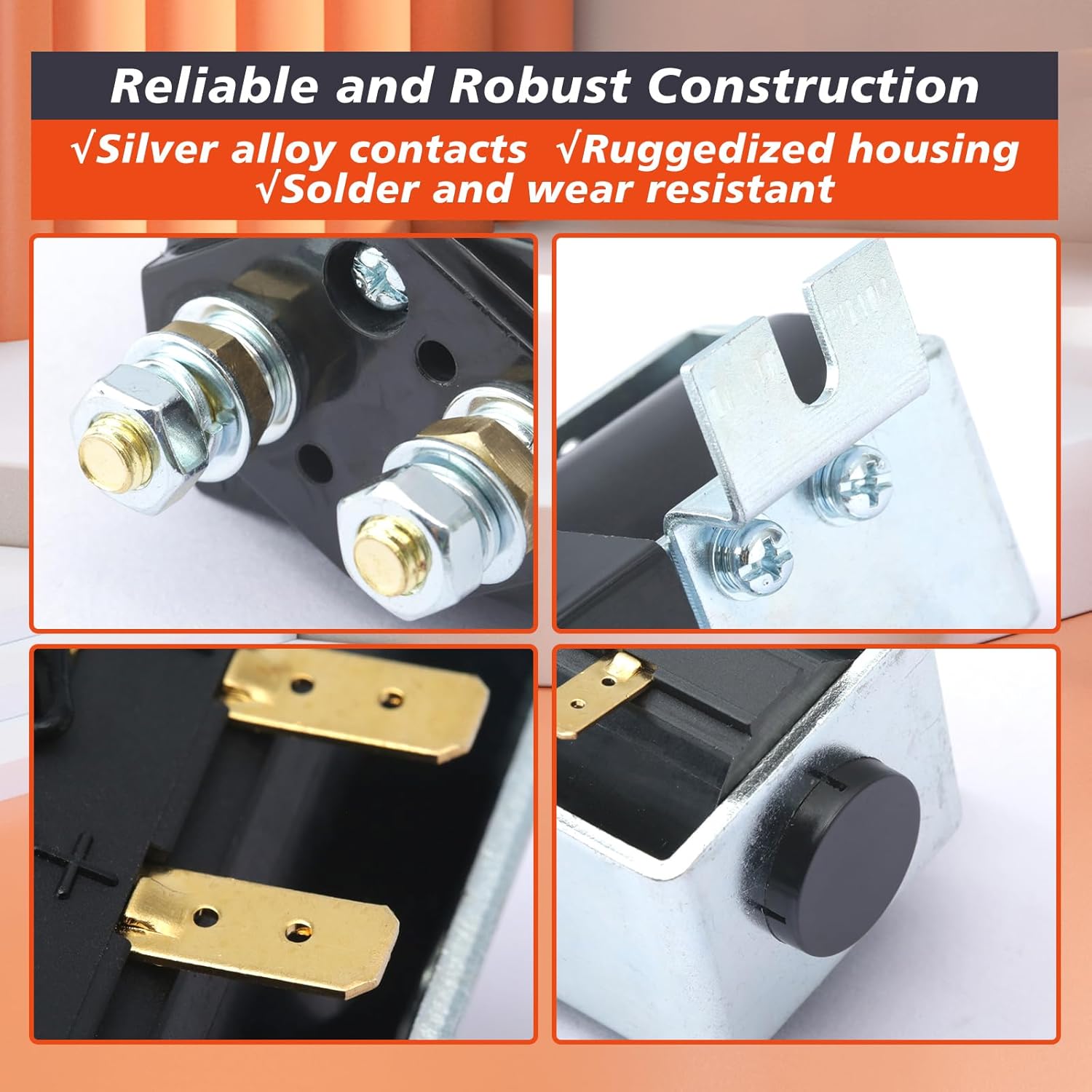 SW180B-108 DC Contactor Solenoid 48V Replacement for EZGO for Club CAR for Yamaha for Albright Golf Carts Forklifts SW180 200Amp Continuous 1000Amp Peak